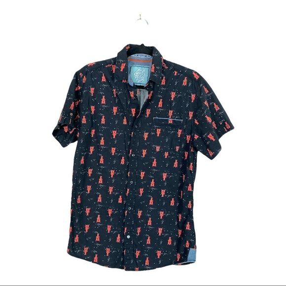 #157 GOOD VIBES slim fit lobster print button down - Picture 5 of 10